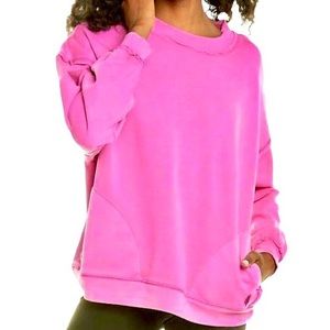 Solid Metti Crew Neck Pullover in the color Hot Pink